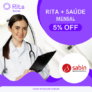 Cupom de desconto Rita + Saúde com 5% OFF no plano mensal com benefícios exclusivos